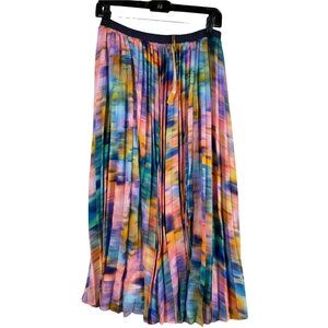 Tanya Taylor Primrose Rainbow Watercolor Print Pleated Skirt Siz 10 NWT NEW $425